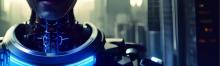 Un robot IA de couleur bleu