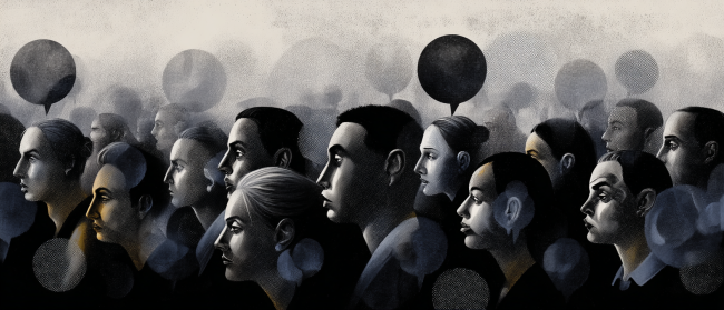 A crowd victime of AI manipulation 