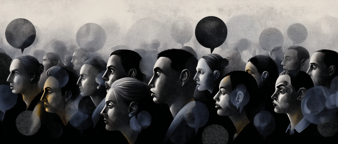 A crowd victime of AI manipulation 